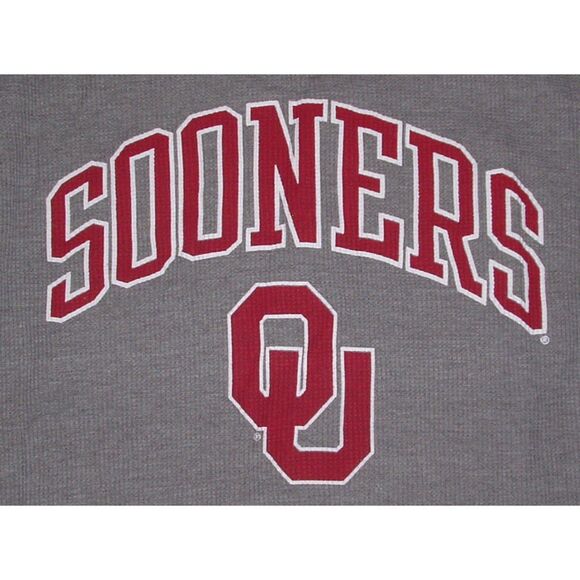 Gray Sz Medium OU OLKLAHOMA SOONERS Stretchy Waffle Knit Long Sleeve Shirt - Picture 2 of 3